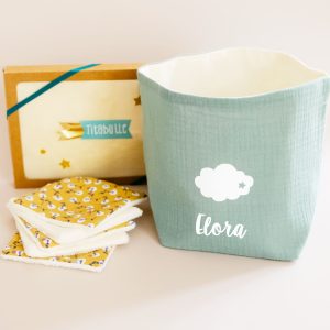 Panière et lingettes lavables